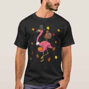 Pilgrim Flamingo With Turkey Cute Thanksgiving Tee