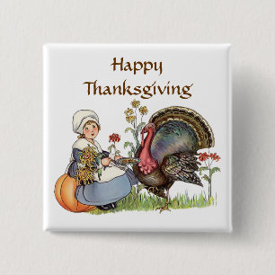 Pilgrim Girl - Customise text option 15 Cm Square Badge