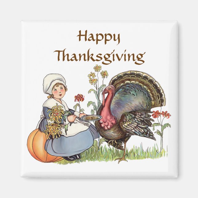 Pilgrim Girl - Customise text option Magnet (Front)