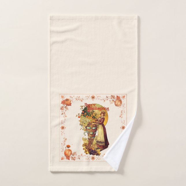 Pilgrim Girl Thanksgiving Hand Towel (Hand Towel)