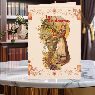 Pilgrim Girl Thanksgiving Thank You Card