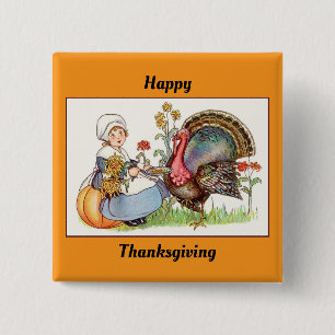 Pilgrim Girl With Turkey Button