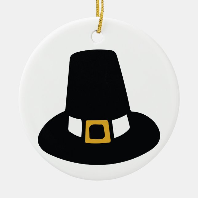 Pilgrim Hat Ceramic Ornament (Front)