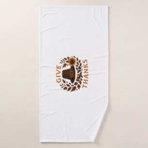 Pilgrim Hat with Autumn Wreath Classic T-Shirt.png Bath Towel