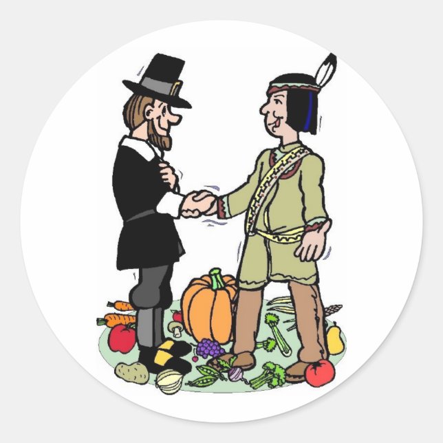 Pilgrim Indian Cooperation Classic Round Sticker (Front)