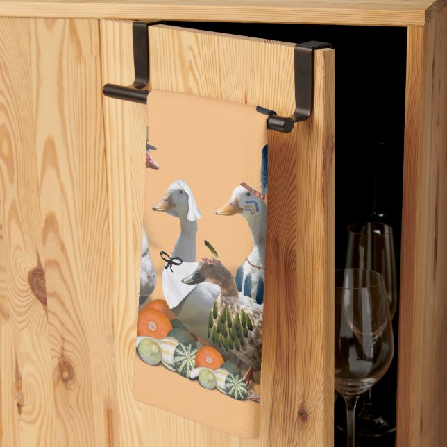 Pilgrim & Indian Ducks Thanksgiving Kitchen Towel (Thirds Fold)