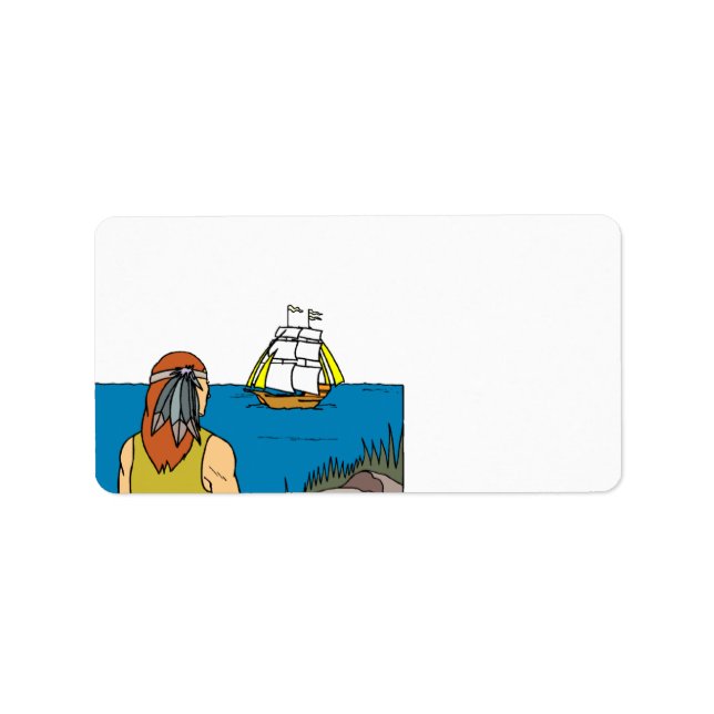 Pilgrim Mayflower Thanksgiving Address Labels (Front)