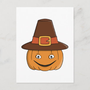 Pilgrim Pumpkin Grin Thanksgiving Postcard