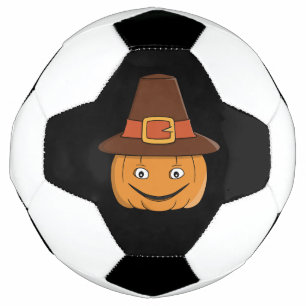 Pilgrim Pumpkin Grin Thanksgiving Soccer Ball