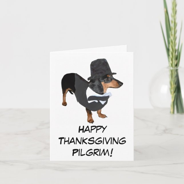 Pilgrim Puppy Thanksgiving Card (Front)