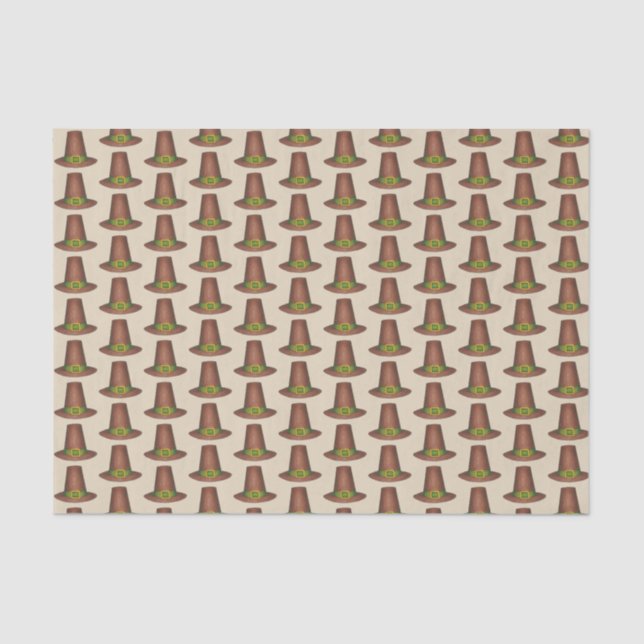 Pilgrim Puritan Hat Happy Thanksgiving Autumn Fall Tissue Paper (Front)