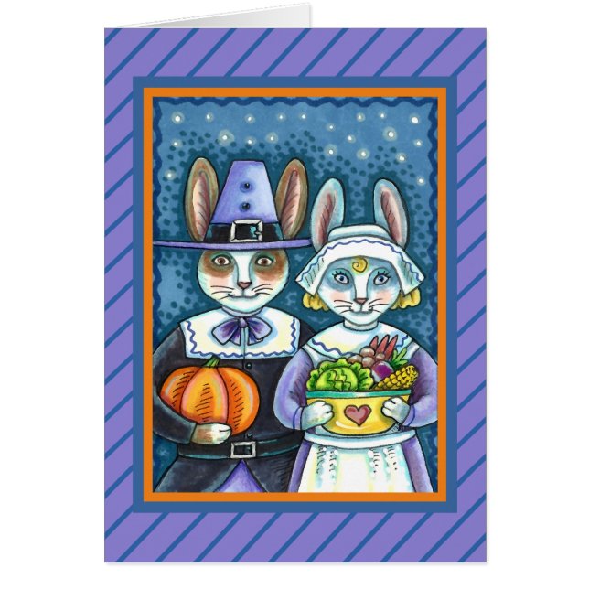 PILGRIM RABBITS, THANKSGIVING HARE'S HARVEST Blank (Front)