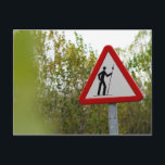 Pilgrim Sign Postcard<br><div class="desc">A sign warning Spanish drivers to watch out for pilgrims along the Camino de Santiago.</div>
