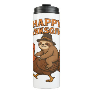Pilgrim Sloth on Turkey Thanksgiving Classic T-Shi Thermal Tumbler