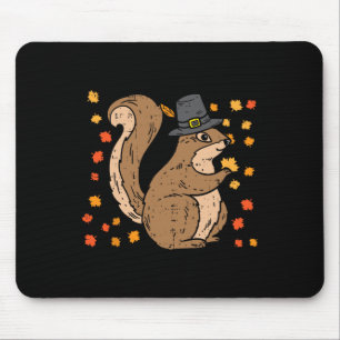 Pilgrim Squirrel Cute Thanksgiving Fall Autumn Ani Mouse Pad
