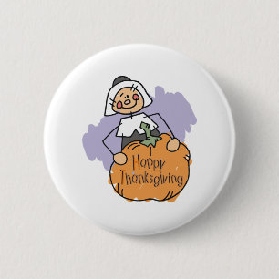 Pilgrim Thanksgiving Decoration 6 Cm Round Badge