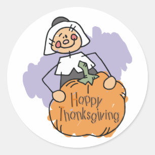 Pilgrim Thanksgiving Decoration Classic Round Stic Sticker