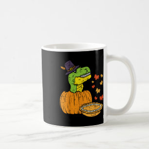 Pilgrim Trex Dinosaur Pumpkin Pie Thanksgiving Kid Coffee Mug