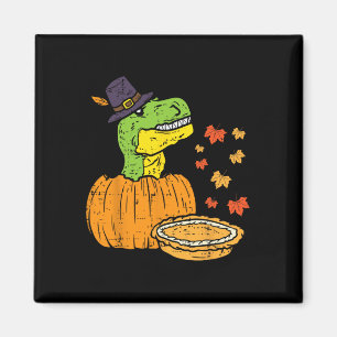 Pilgrim Trex Dinosaur Pumpkin Pie Thanksgiving Kid Magnet