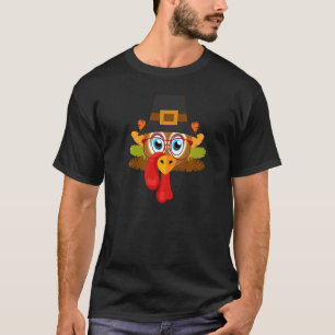 Pilgrim Turkey Face Red Glasses Blue Eyes Thanksgi T-Shirt