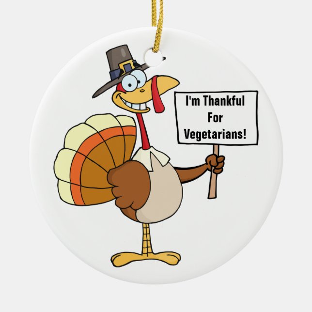 Pilgrim Turkey Sign Ceramic Tree Decoration (Front)