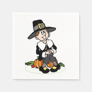 Pilgrim With Pumpkin Napkin