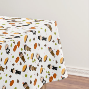 Pilgrims and Indians pattern - Thanksgiving Tablecloth