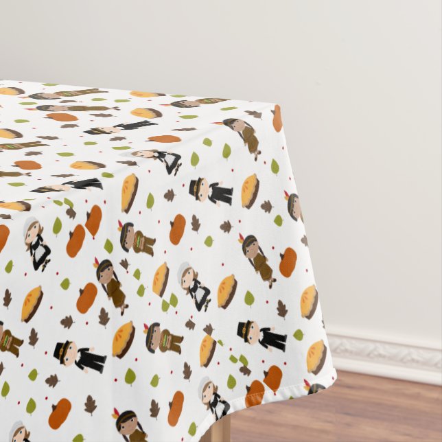 Pilgrims and Indians pattern - Thanksgiving Tablecloth (In Situ)