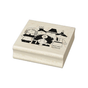 Pilgrims and Turkey Rubber Stamp