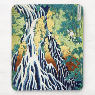 Pilgrims at Kirifuri Waterfall Japanese art Mouse Pad