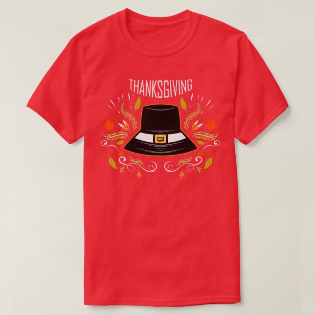 Pilgrims Hat Thanksgiving T-Shirt (Design Front)
