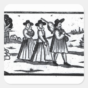 Pilgrims set sail on the Mayflower Square Sticker