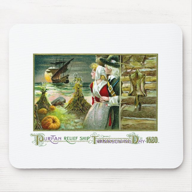 Pilgrim's Thanksgiving of 1620 Mouse Pad (Front)