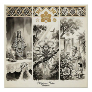 Pilipinas Flora- Sampaguita · Waling-Waling · Rosa Poster