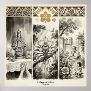 Pilipinas Flora- Sampaguita · Waling-Waling · Rosa Poster