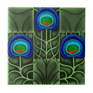 Pilkington Lewis Day Peacock Feather c1900 Repro Ceramic Tile