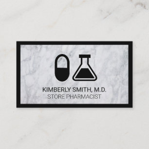 Pill and Beaker   Pharmacist Business Card