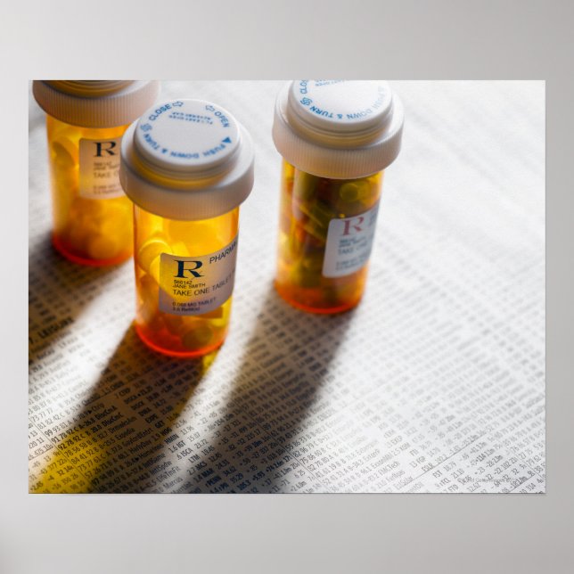 Pill bottles on stock page poster (Front)