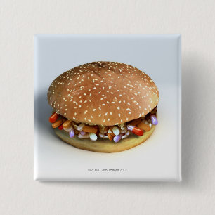 Pill Burger 15 Cm Square Badge