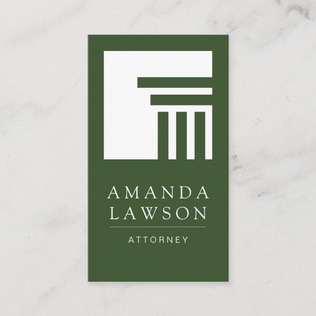 Pillar Architecture | Elegant Simple Green  Business Card (Front)