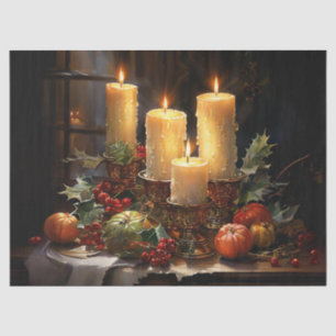 Pillar Candle Christmas Centerpiece Decoupage Craf Tissue Paper