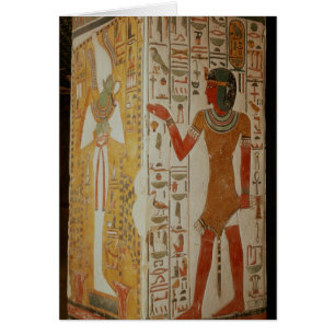 Pillar depicting Osiris and a priest wearing