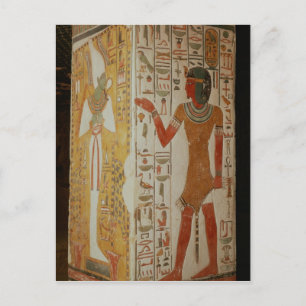 Pillar depicting Osiris and a priest wearing Postcard