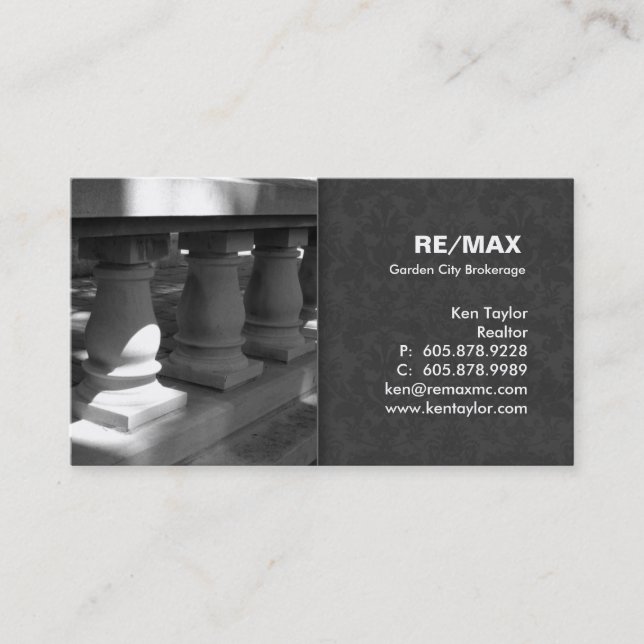 Pillars Architect Business Card Grey Damask (Front)