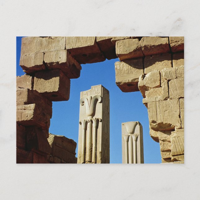 Pillars decorated with stylised lotus postcard (Front)