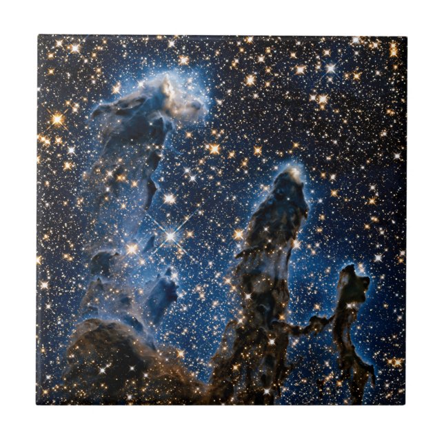 Pillars Of Creation Eagle Nebula Near Infrared Ceramic Tile (Front)