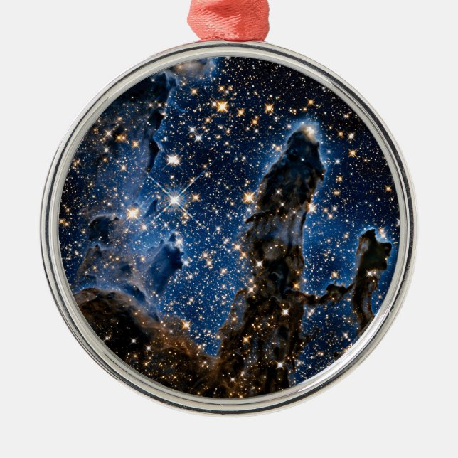 Pillars Of Creation Eagle Nebula Near Infrared Metal Ornament (Front)