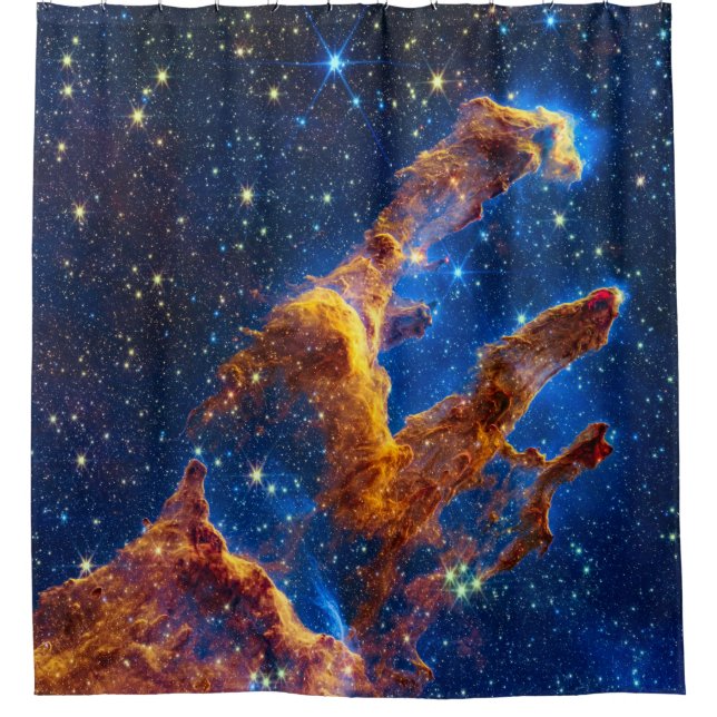 Pillars of Creation - James Webb NIRCam Astronomy Shower Curtain (Front)