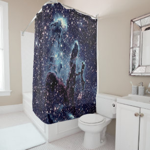 Pillars of Creation Nebula Blue Shower Curtain