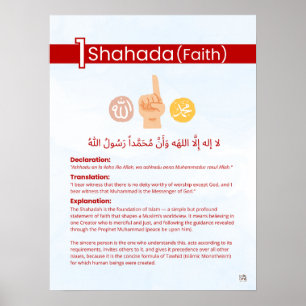 Pillars of Islam - Shahada (Faith) Red Poster